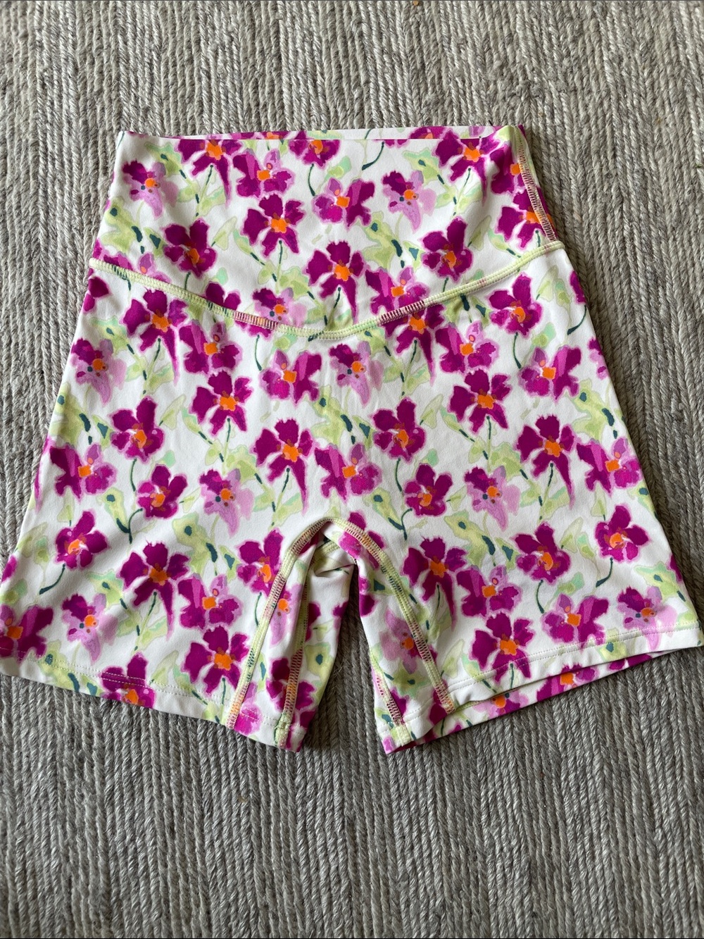 High-Waist Floral Bike Shorts in Pink - Women's Activewear #39